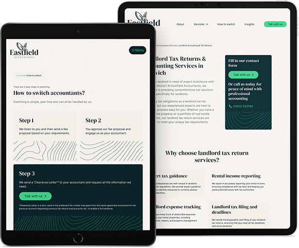Eastfield Accountants website design Norwich